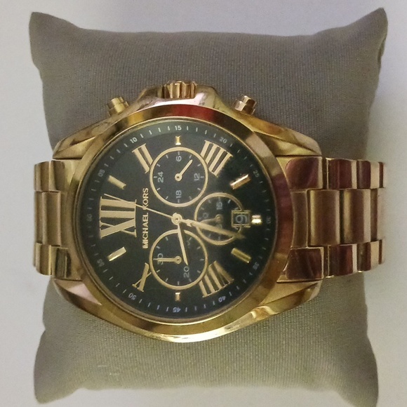 Michael Kors MK-5739 Bradshaw Chronograph Gold Quartz Black Dial Watch - Picture 2 of 2